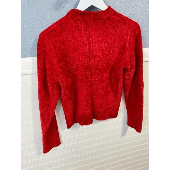 Arizona Jean Company Vintage Red Soft Ribbed Zip Up Teddy Sweater - Picture 6 of 11